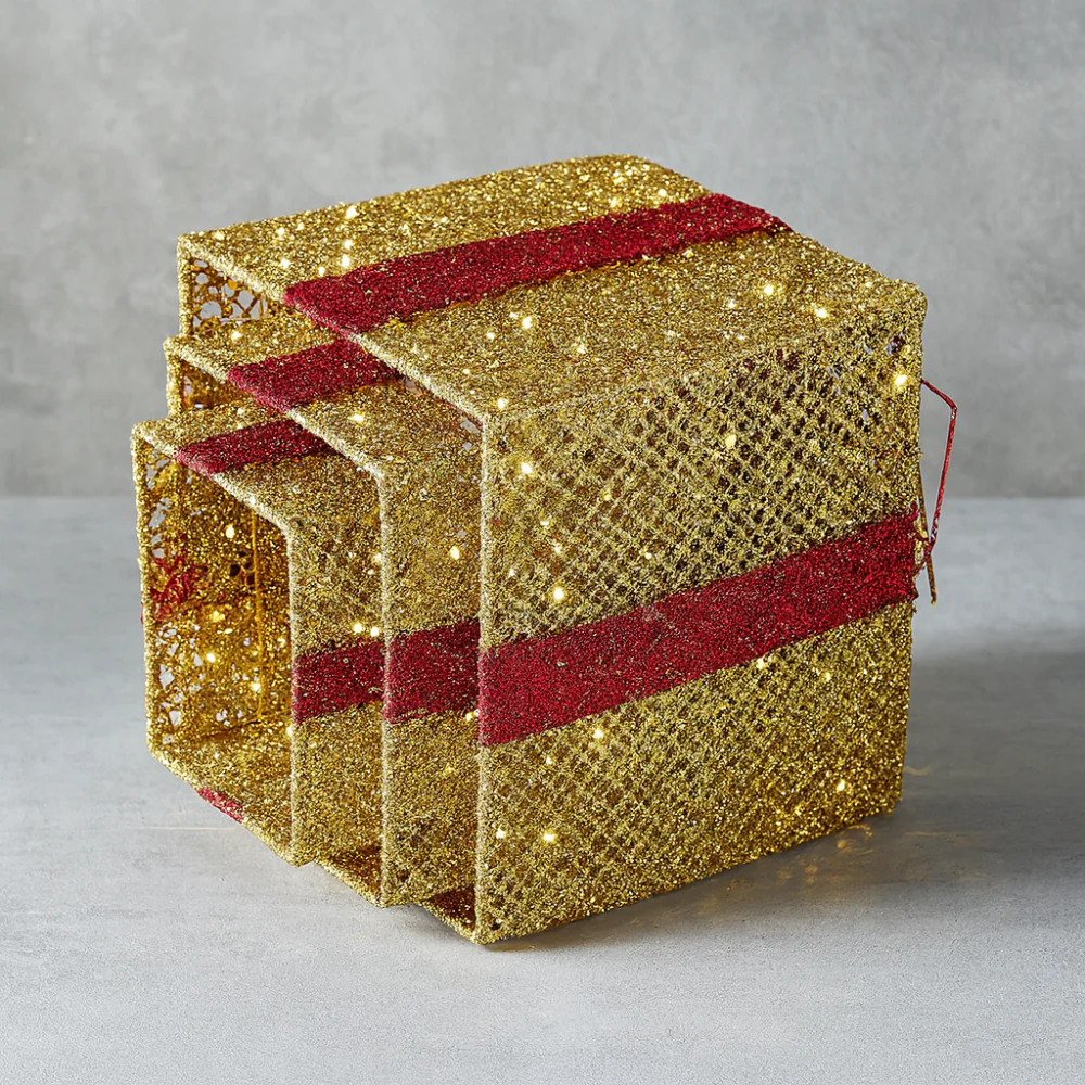 Set of 3 Illuminated Christmas Gift Boxes - 10